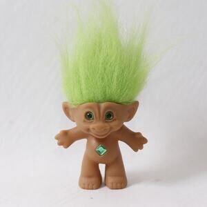 Ace Novelty Treasure Troll Doll with Green Hair and Rhombus Gem ~ 260618-WH 1118